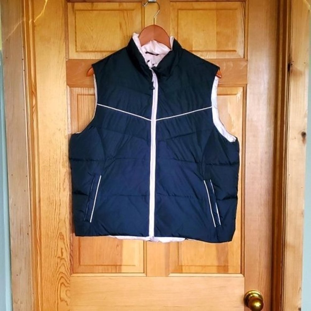 NorthCrest Down Puffer Sz. L Black & Pink Full Zippered Vest w Pockets